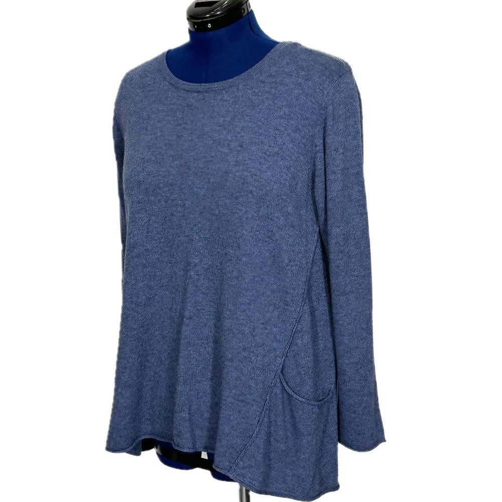 Masai Sweater Merino‎ Alpaca Blend Pockets Blue L Lagenlook Tunic Knit